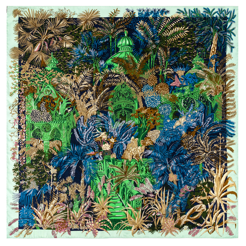 Silk Scarf Square - 수동 손으로 압연 능 직물 실크