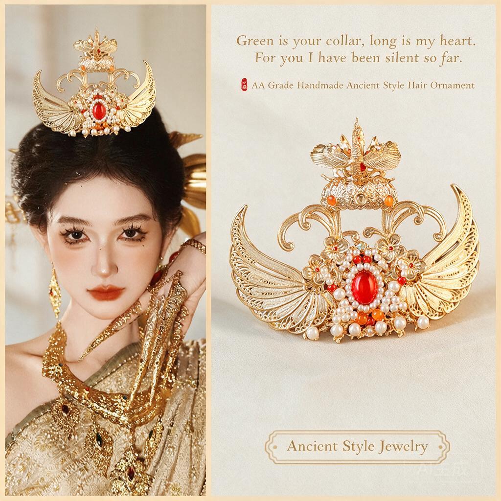 Women'S Red Accessories - 중국 전통 한푸 스타일의 금색 봉황