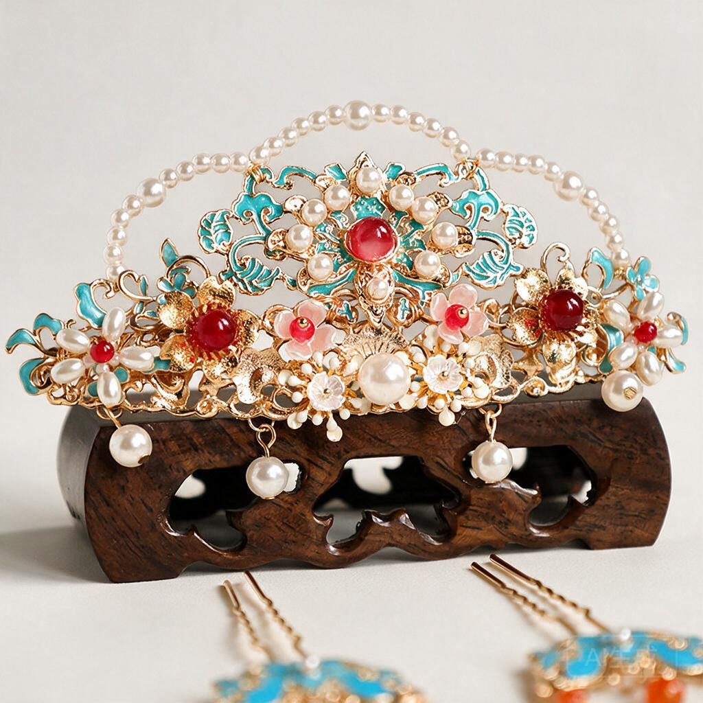 Women'S Red Accessories - 중국 전통 한푸 헤어 액세서리 세트,