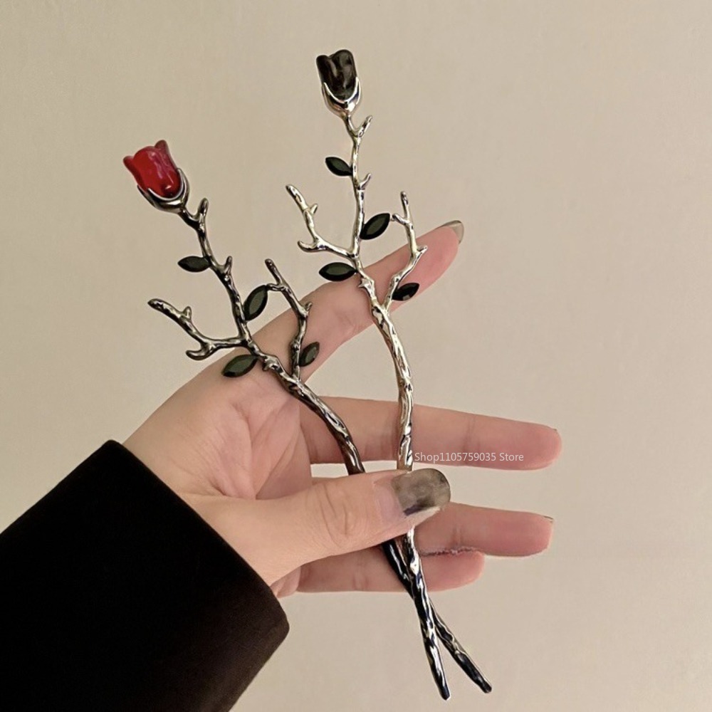 여성을위한 빈티지 금속 붉은 장미 꽃 머리핀 우아한 중 - Women'S Red Accessories 리뷰 및 가격