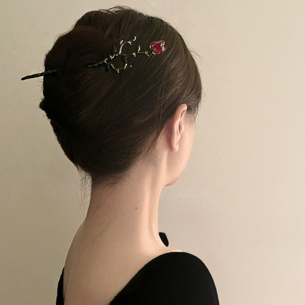 여성을위한 빈티지 금속 붉은 장미 꽃 머리핀 우아한 중 - Women'S Red Accessories 리뷰 및 가격