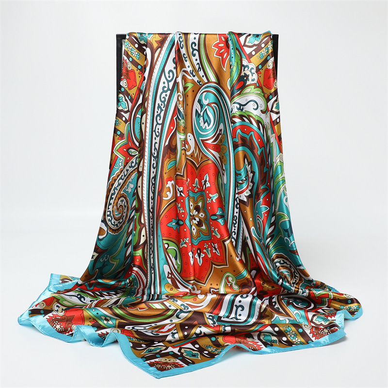 90cm 패션 프린트 빅 스퀘어 스카프 여성용 인조 실 - Silk Scarf Square 리뷰 및 가격