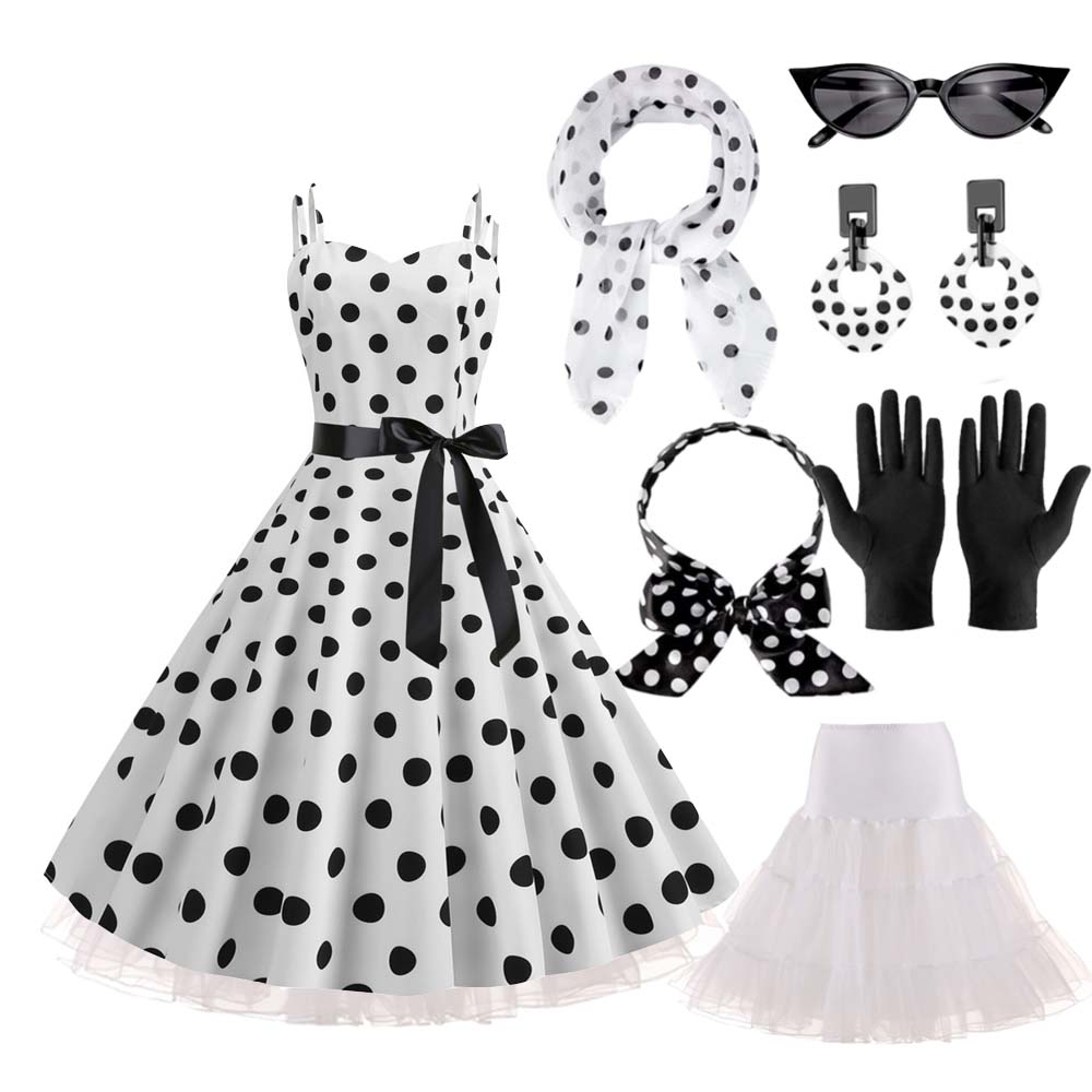 1950년대 60년대 카니발 의상 세트 여성 폴카 도트 - Women'S Accessories In The 1950S 리뷰 및 가격