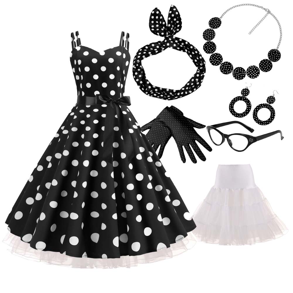 1950년대 60년대 카니발 의상 세트 여성 폴카 도트 - Women'S Accessories In The 1950S 리뷰 및 가격